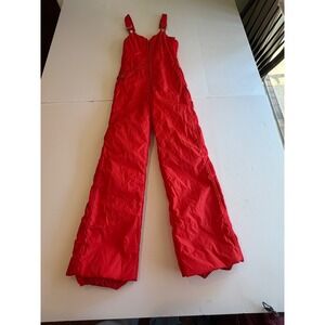 Vintage Sportcaster Red Ski Bibs Snow Pants Insulated Overalls Womens Small